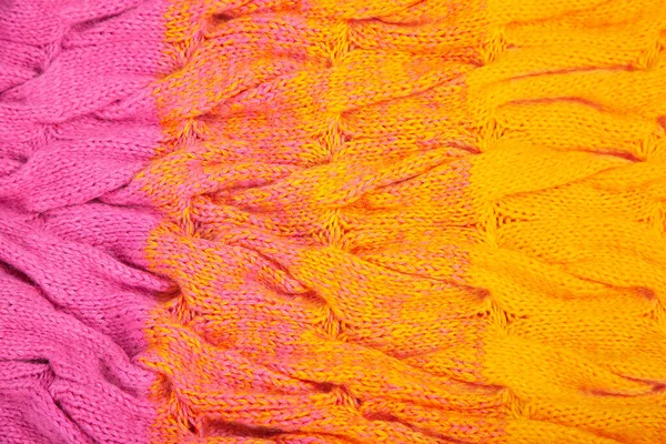 Texture Fabric Knitted Needles Pigtail Pattern Handmade Color Transition Pink — Stock Photo, Image