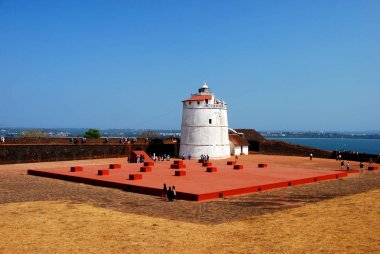 Candolim, Goa, Hindistan Umman Denizi bakan Aguada kalede deniz feneri
