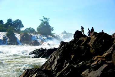 Güçlü Khone Phapheng Şelaleleri yakınındaki Don det, 4000 Islands, Laos