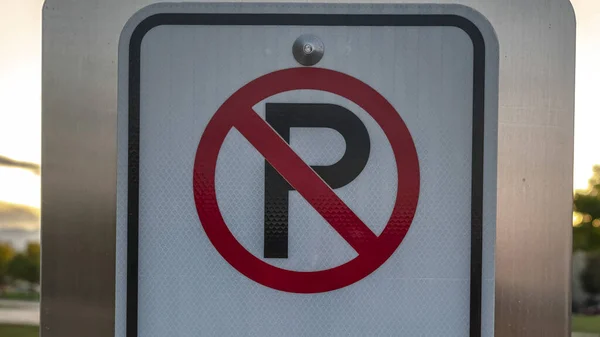 Panorama frame No Parking road sign on a street — Stock Photo, Image