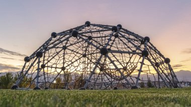 Panorama Low angle view of a metal climbing dome