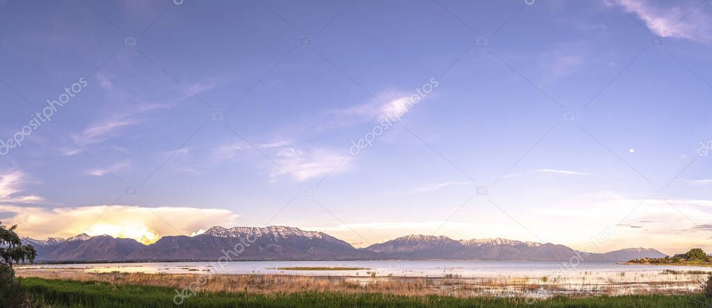 Panorama view of Utah Lake and Mount Timpanogos