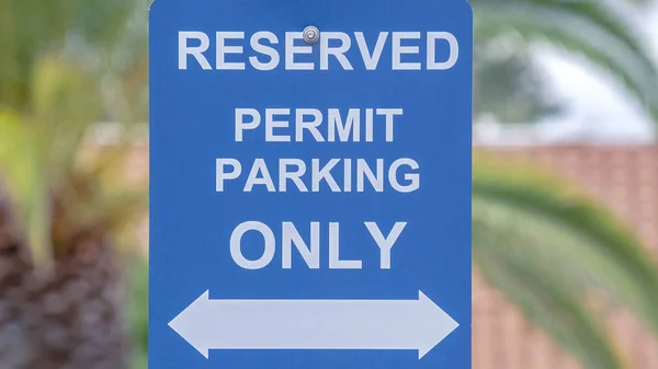 Panorama frame Reserved parking space sign on blue plate — Stock Photo, Image