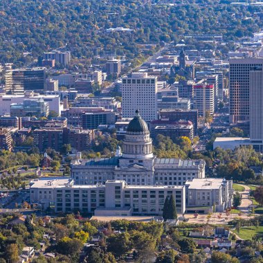 Utah Salt Lake şehrinin kare hava manzarası