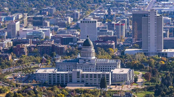 Panorama frame Luchtfoto van Salt Lake City Utah — Stockfoto