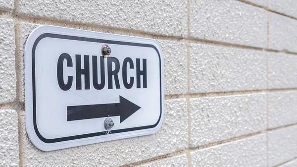 Panorama frame Church sign pointing to the right mounted on wall