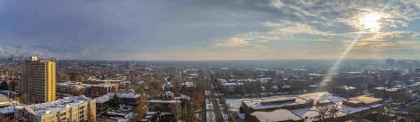 Salt Lake City panorama in winter day light