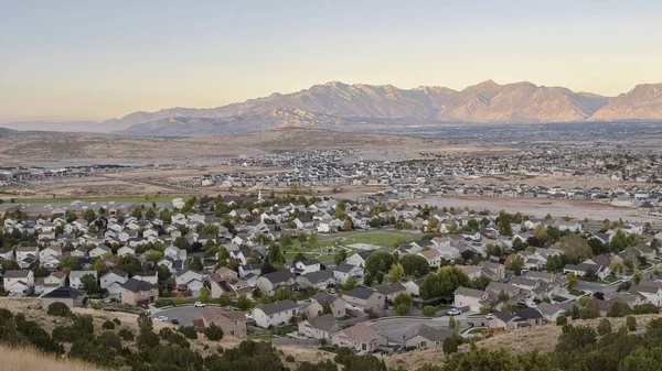 Panorama frame Overview of the Utah Valley at sunrise — 스톡 사진