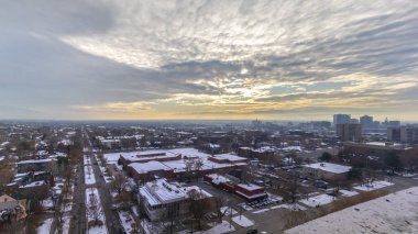 Panorama frame Panorama rooftop view of Salt Lake City with snow