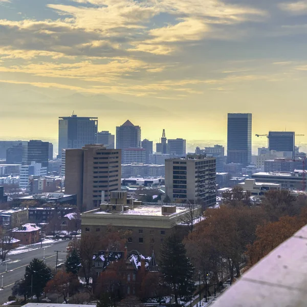 Square View sobre Salt Lake City, Utah en invierno — Foto de Stock