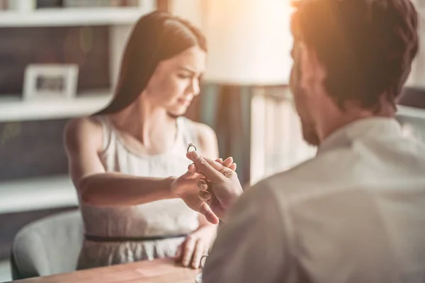 Couple in love in cafe — Stock Photo, Image