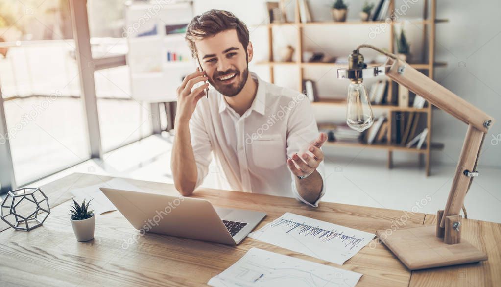 Young businessman working