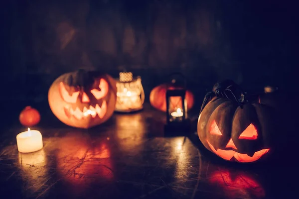 Przerażające dynie halloween — Zdjęcie stockowe