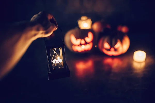 Scary Halloween pumpkins — Stock Photo, Image