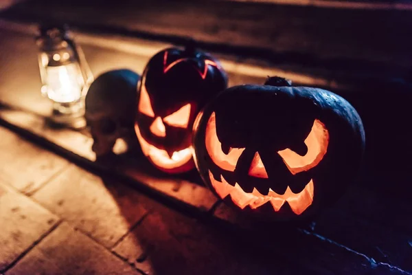 Przerażające dynie halloween — Zdjęcie stockowe