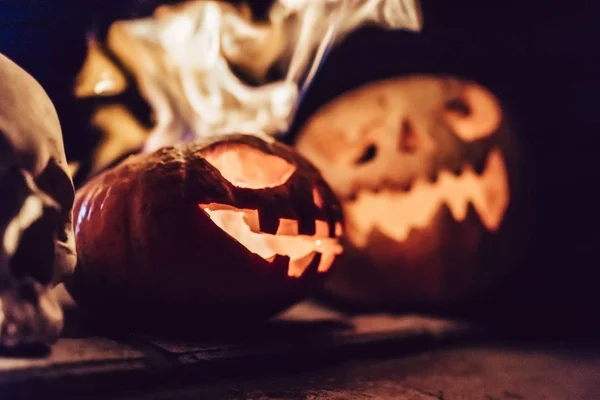 Scary Halloween pumpkins — Stock Photo, Image