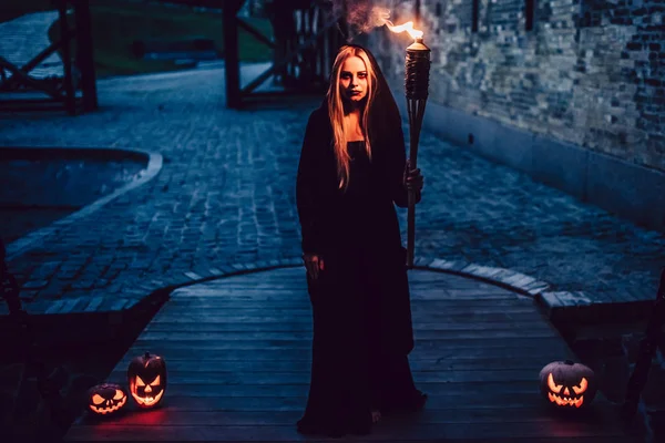 Halloween czarny czarownica — Zdjęcie stockowe