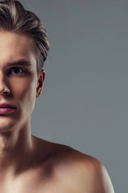yakışıklı bir adam gri arka plan üzerinde