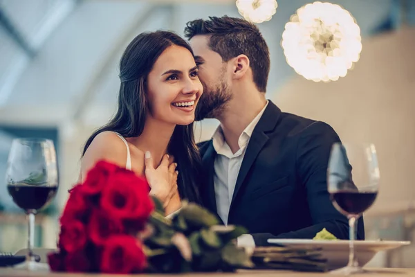 Romantic couple in restaurant — Stock Photo, Image