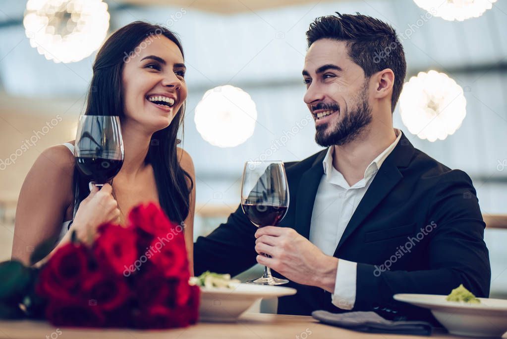 Romantic couple in restaurant