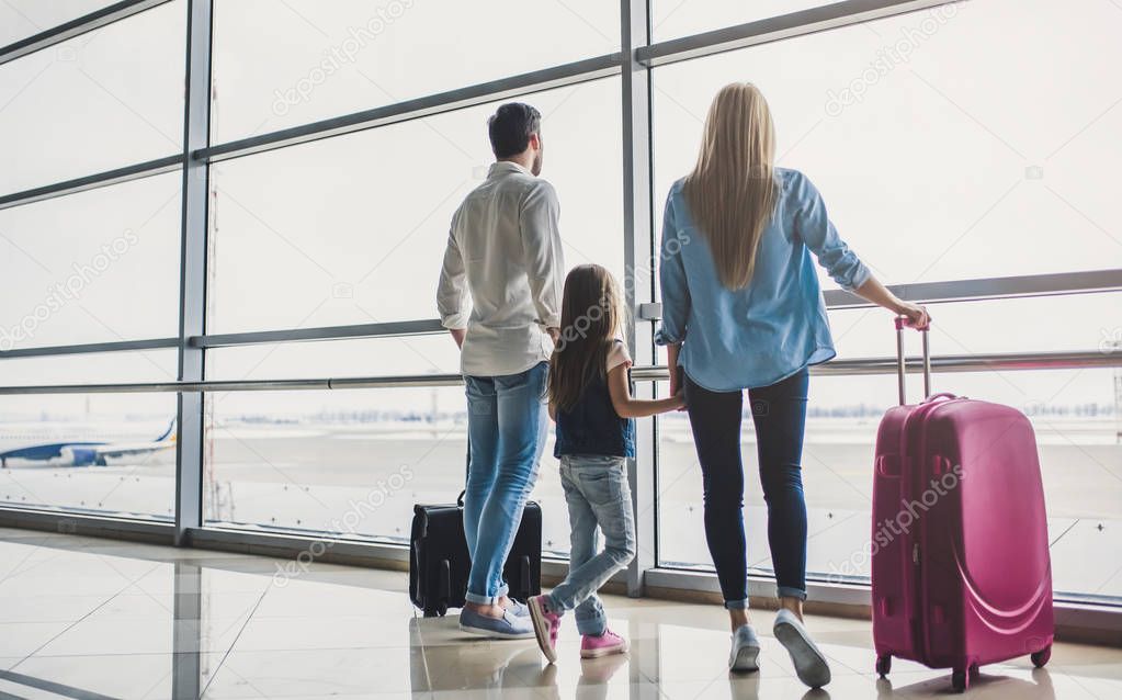 Family in airport