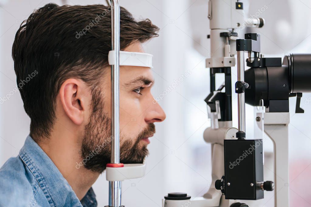 Patient in ophthalmology clinic