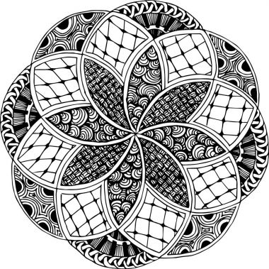 Black and white mandala zendala hand drawn clipart