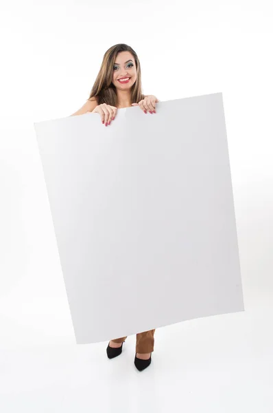Junge Frau mit einem Plakat — Stockfoto
