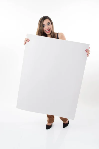Junge Frau mit einem Plakat — Stockfoto