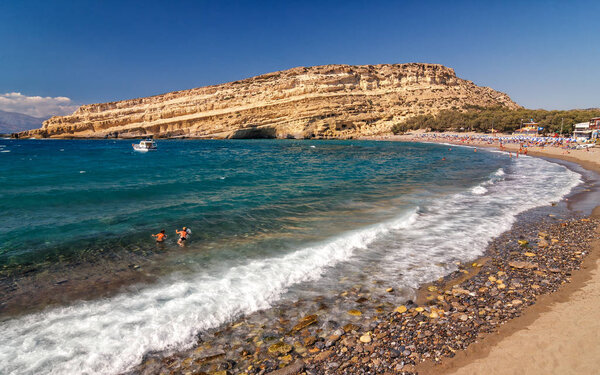 Matala beach on the island of Crete