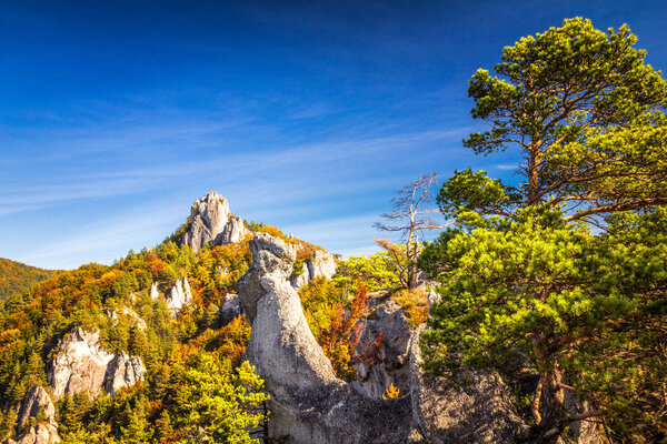 Mountains in the Sulov rocks Nature Reserves in the autumn.