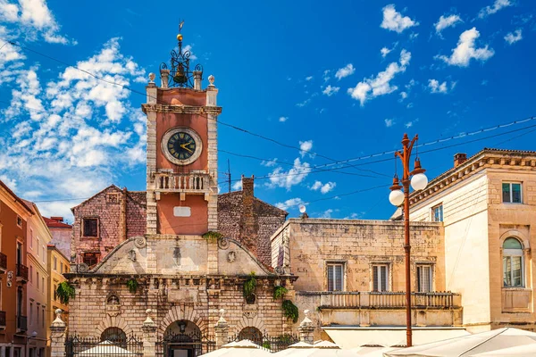 Uhrenturm Auf Dem Volksplatz Historischen Zentrum Der Stadt Zadar Mittelmeer — Stockfoto