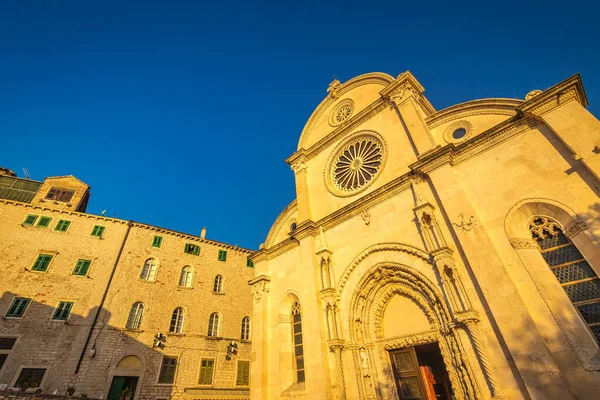 Catedral Santiago Atardecer Una Basílica Triple Nave Sibenik Croacia Europa — Foto de Stock