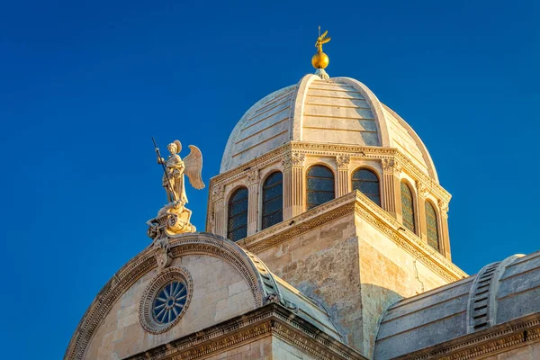 Gün Batımında James Katedrali Nin Kubbesi Sibenik Hırvatistan Avrupa Katlı — Stok fotoğraf