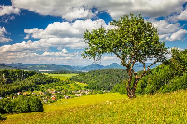 Utsikt Över Landsbygden Bergslandskap Solig Dag Våren — Stockfoto