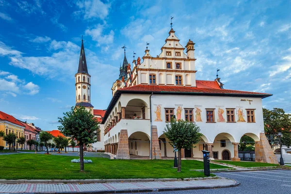 Miasto Levoca Ratusz Historycznym Centrum Miasta Zachodzie Słońca Słowacja Europa — Zdjęcie stockowe