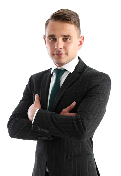 Handsome man in suit and tie look in camera — Stock Photo, Image