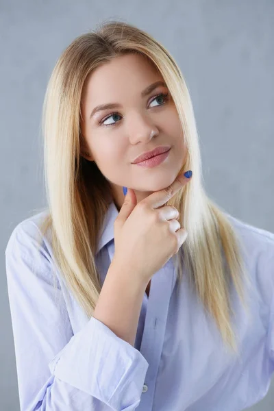 stock image Portrait of a sexy woman in a man's shirt wearing