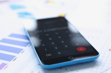 Smartphone hesap makinesi ve infographics mali istatistikler