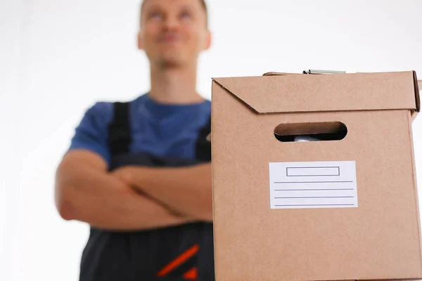 Specialist courier delivery service carries boxes with parcels — Stock Photo, Image