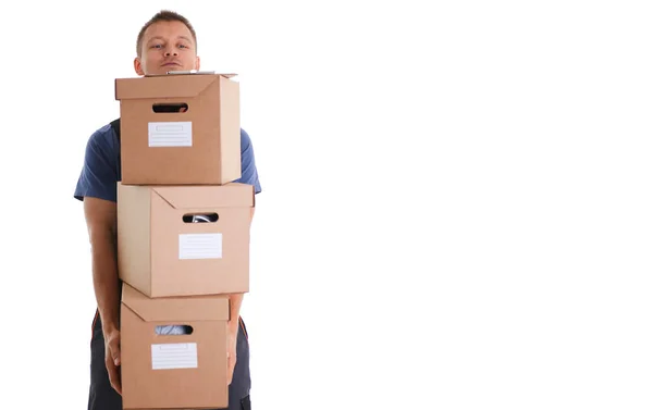 Specialist courier delivery service carries boxes with parcels — Stock Photo, Image