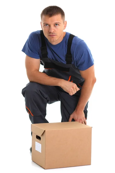 Serviço de entrega de correio especializado carrega caixas com parcelas — Fotografia de Stock