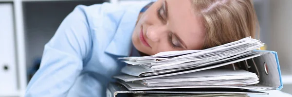 Lot of work wait for tired and exhausted woman — Stock Photo, Image