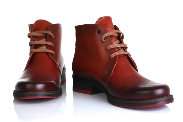 Orange red leather shoes men women — Stock Photo, Image