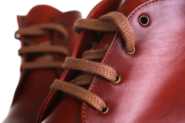 Orange rote Lederschuhe Männer Frauen — Stockfoto