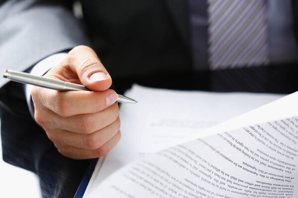 Male arm in suit and tie fill form clipped