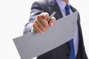 İş adamı işaret eden bir parmak birine kim