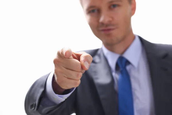 Affärsman pekar ett finger på någon som — Stockfoto