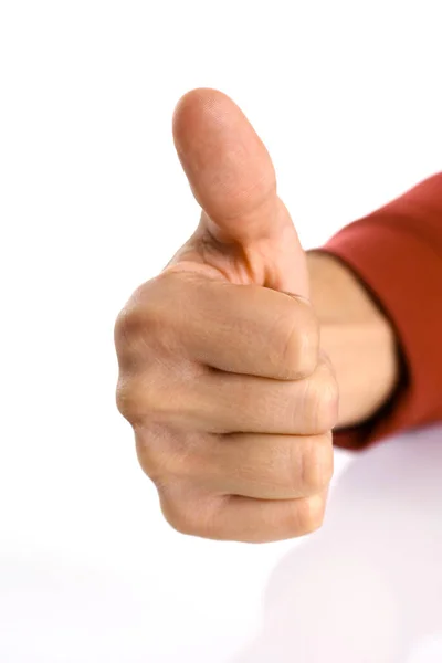 Male arm showing OK or confirm sign with thumb up — Stock Photo, Image