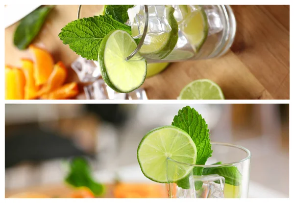 Mojito cocktail met limoen en munt — Stockfoto